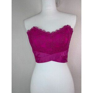 Victoria's Secret women's medium hot pink heart lace corset‎ bustier top lace up